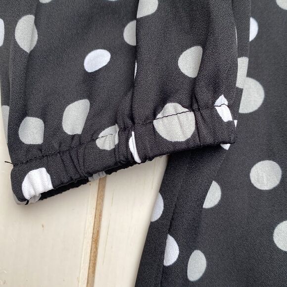 Bob Mackie Polka Dot Long Sleeve Shirt Top - Picture 8 of 12